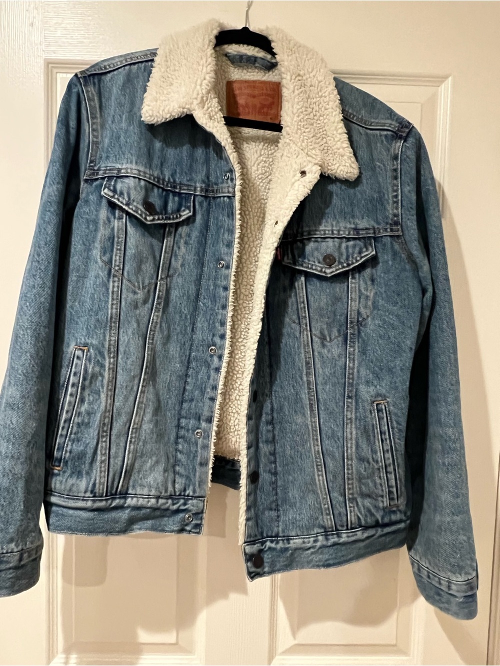Levi's Light Blue Denim Sherpa Jacket with Cream Lining